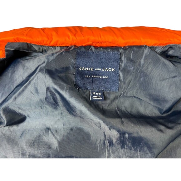 Janie & Jack Boys Puffer Vest  Size 14-16  Orange / Navy Colorblock  Fall Winter - Picture 4 of 7